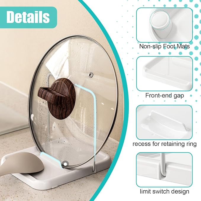 Pot Lid Holder with Spoon Rest for Stove Top and Kitchen Counter, Foldable Pot - Image 2