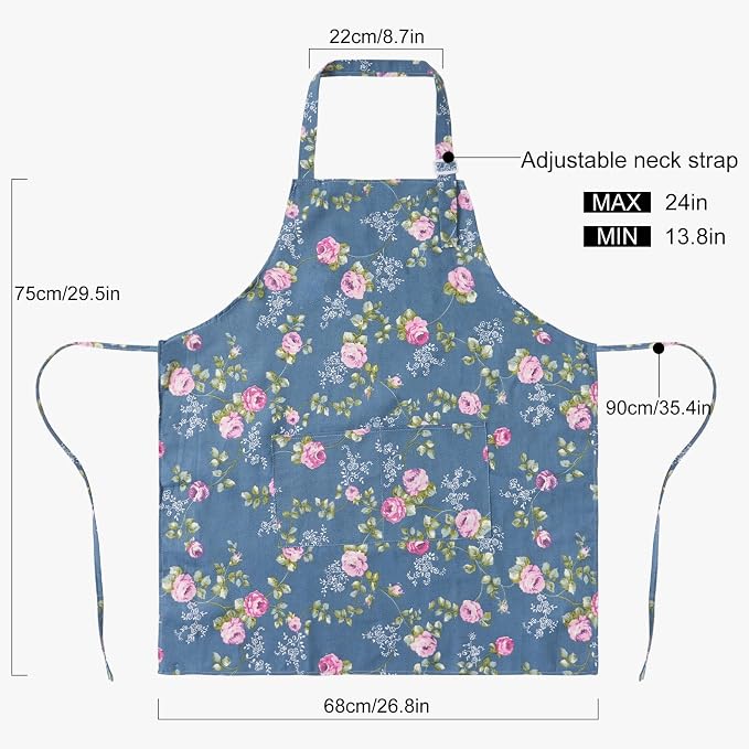 DILLMAN Aprons for Women with Pockets Cotton Linen Cooking Kitchen Baking Soft - Image 3