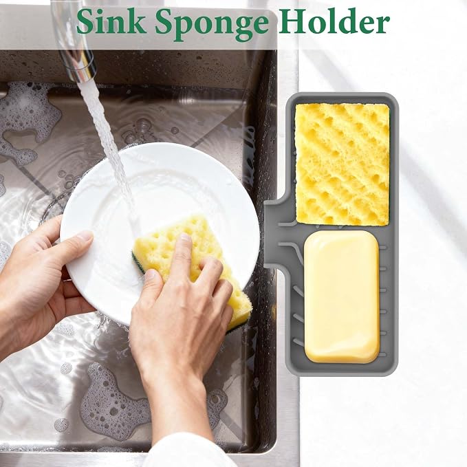 GUUKIN Sponge Holder for Kitchen Sink, Sink Caddy and Soap Tray | 10x4 inch - Image 3