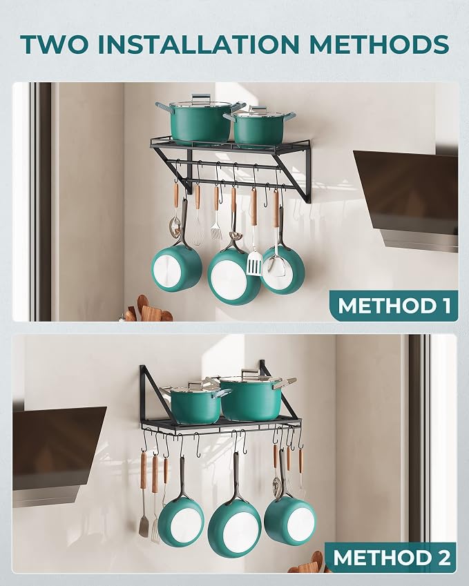 OROPY 23 Inch Wall Mounted Pot Rack Storage Shelf - Image 5