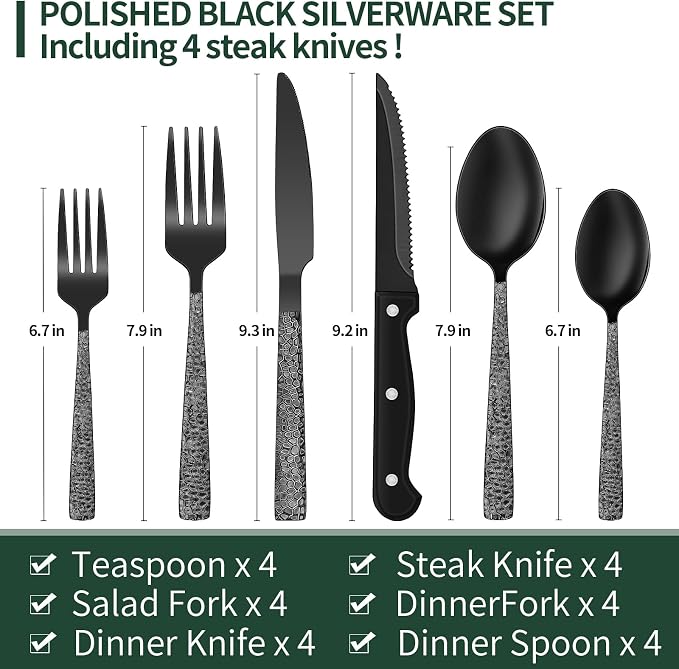 EWFEN 24-Piece Black Silverware Set - Image 2