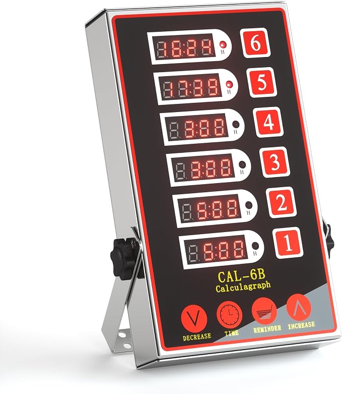 Commercial Kitchen Timer with 6 Channels, Professional LED Digital Timer by KZU