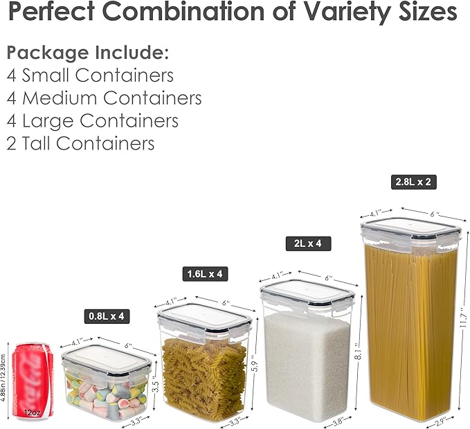 CHEFSTORY Airtight Food Storage Containers Set, Sugar and Cereal, Plastic Dry - Image 2