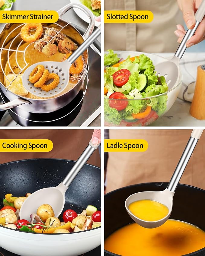 Silicone Cooking Utensil Set, BPA Free Heat Resistant Kitchen Tools - Image 4