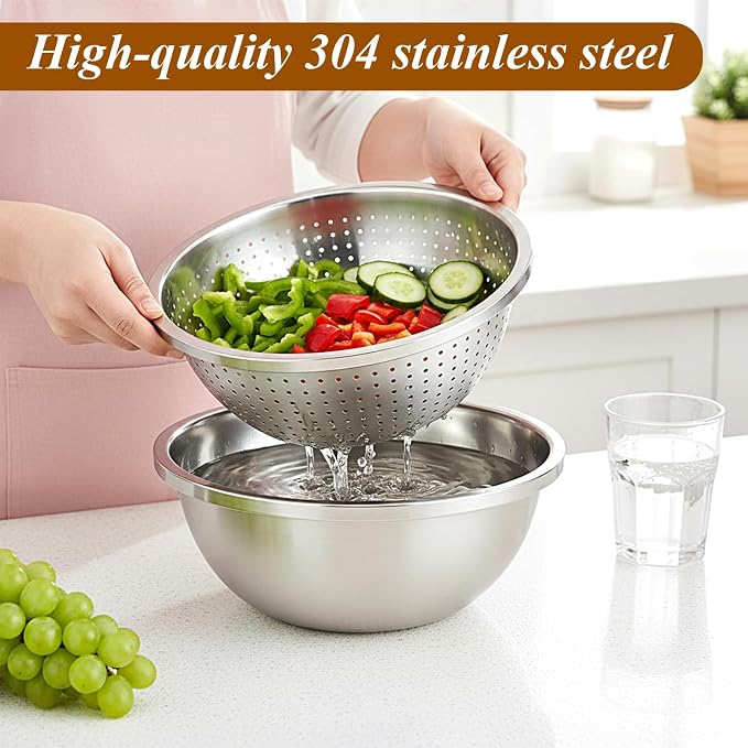 304 Stainless Steel Colander and Strainer, 5QT Large Capacity - Image 7