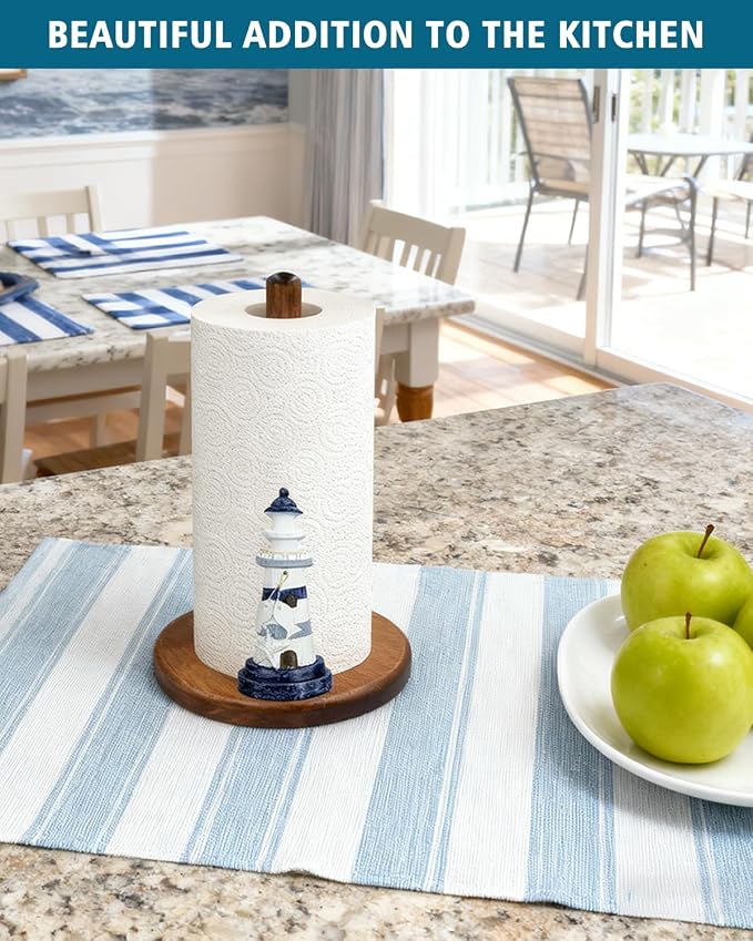 Lighthouse Paper Towel Holder, Nautical Coastal Beach Ocean Decor - Image 2