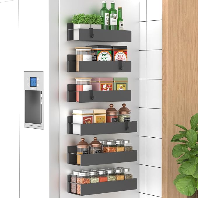HuggieGems 6 Pack Magnetic Spice Storage Rack Organizer by HuggieGems