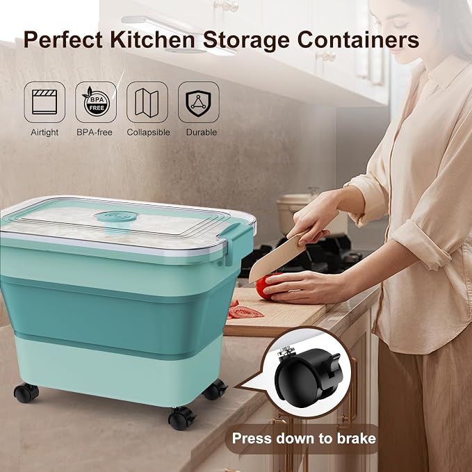 Rice Storage Container, Collapsible Airtight Food Storage Containers 20-30lbs - Image 6
