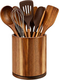Kitchen Utensil Holder, 360 Rotating Acacia Wood Countertop