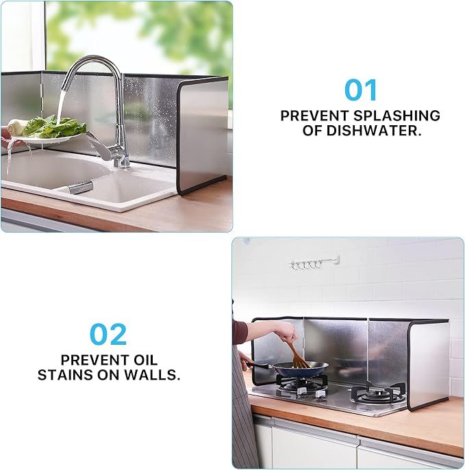4 Sided Splatter Guard, Foldable Stainless Steel Grease Splatter Screen - Image 5
