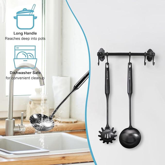 Soup Ladle - 18/10 Stainless Steel Ladle Spoon, 13.8" Large Soup Spoons - Image 2