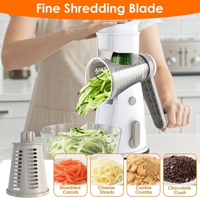 MealHelper 5 Blade Rotary Cheese Grater and Vegetable Chopper - Image 6
