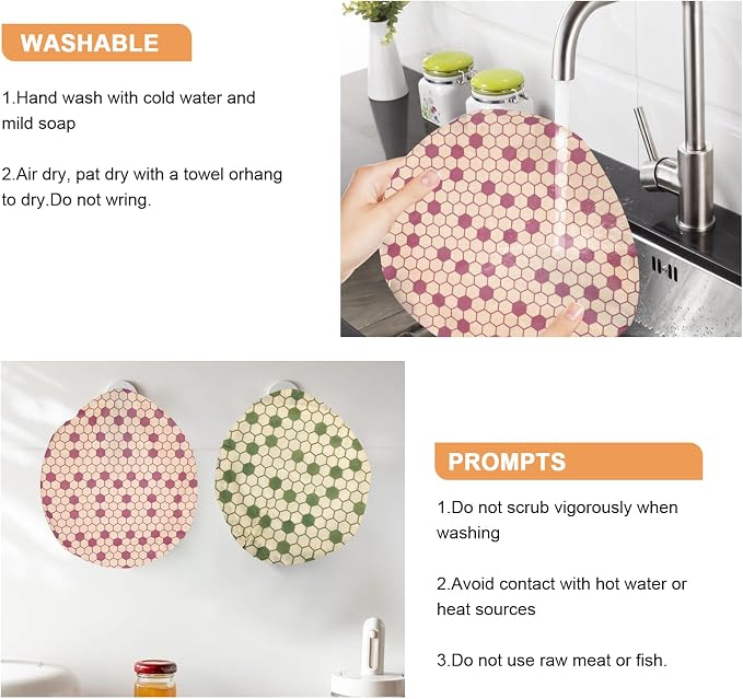 Reusable Bowl Covers for Bread Proofing（2 Large）- Cotton Beeswax Bowl Covers - Image 7
