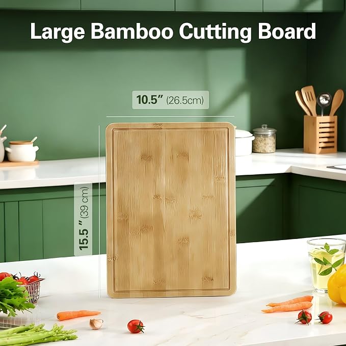 Zarler Bamboo Cutting Boards for Kitchen, 15.5x10.5 Durable Wood Cutting Board - Image 5