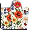Cute Oven Mitts and Pot Holders Sets Poppy Daisy Flowers Kitchen Gloves by DZGlobal