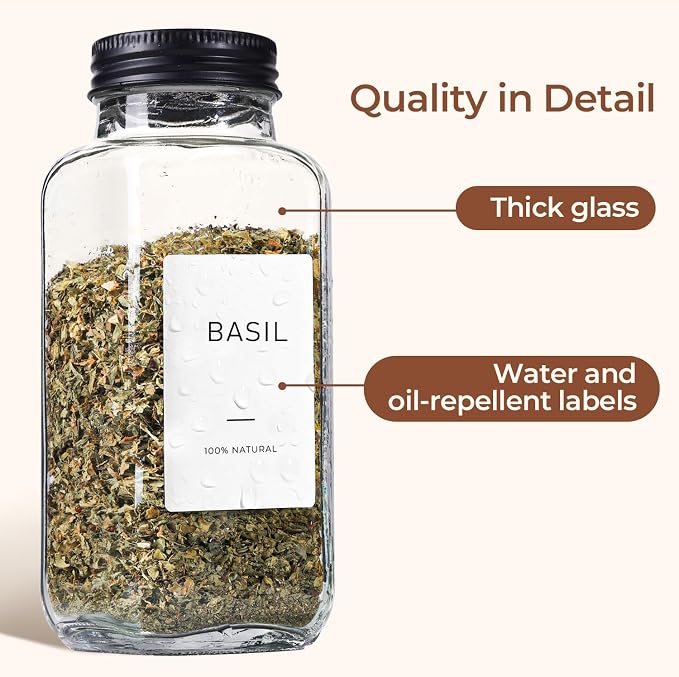 ComSaf Large Spice Jars, Empty Spice Containers and Square Spice Bottles - Image 4