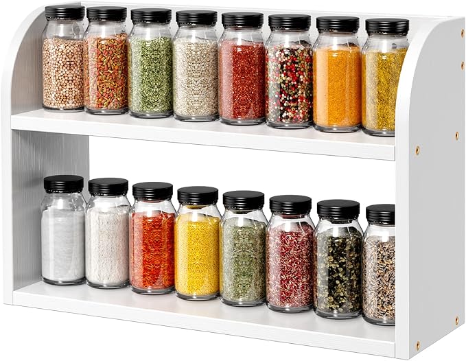 ROMGUAR CRAFT 2 Tier Bamboo Spice Rack, Countertop or Wall Mounting Wood Spice by ROMGUAR+CRAFT