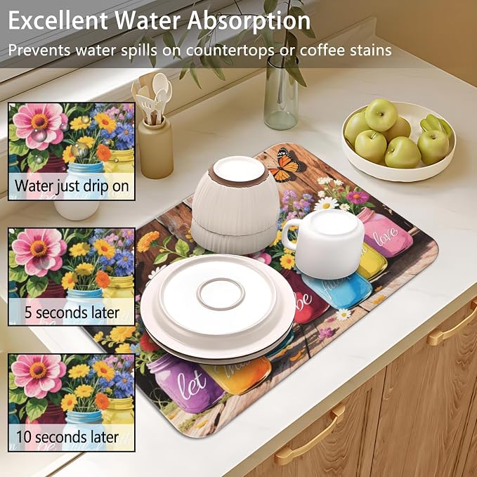 Dish Drying Mat for Kitchen Counter 2 Pack - Image 5