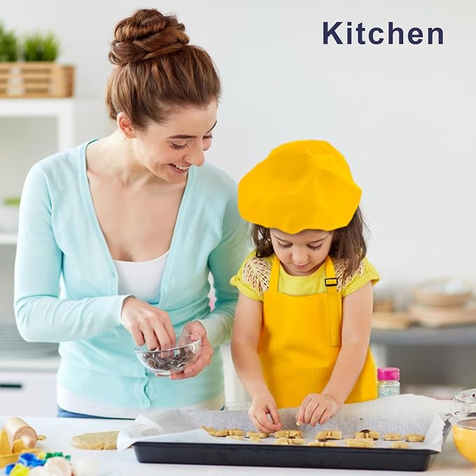 Kids Apron and Chef Hat Set, 16 Pieces Boys Girls Kids Apron - Image 5