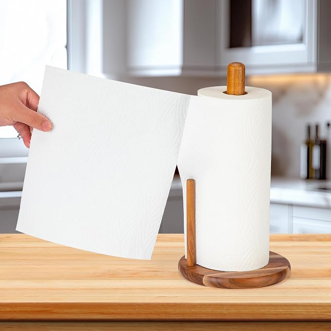 Acacia Wood Paper Towel Holder Countertop, Wooden Paper Towel Holder Thicken - Image 7