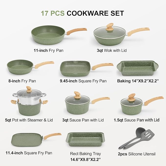 MAISON ARTS 17 Piece Pots and Pans Set Non Stick, Kitchen Cookware Sets - Image 6