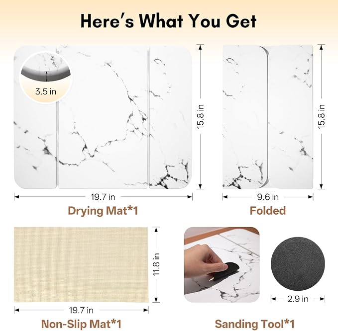 Stone Drying Mat for Kitchen Counter，Foldable Quick-Dry Dish Drying - Image 2