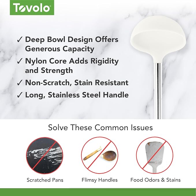 Tovolo Silicone Ladle With Stainless Steel Handle Deep Soup Ladle - Image 3