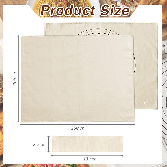 Tessco 6 Pieces Pastry Cloth and Rolling Pin Cover Set Includes 2 Pcs 25 x 20 - Image 2