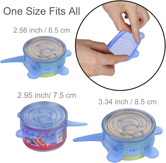 SLSON 6 Pack Pet Food Can Cover Stretchable 1 Fit 3 Universal Size Silicone Can - Image 4