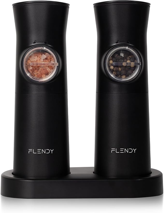 Flendy Gravity Electric Salt and Pepper Grinder Set Rechargeable, Automatic by Flendy