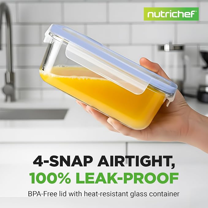 NutriChef 10 Piece Glass Food Storage Containers - Image 2