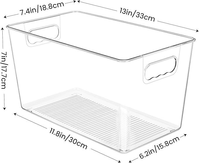 YIHONG Clear Plastic Storage Bins, 4 Pack Pantry Organizer Bins - Image 2