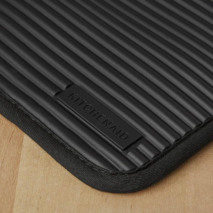 KITCHENAID Ribbed Soft Silicone Pot Holder 2-Pack Set, Matte Black - Image 2