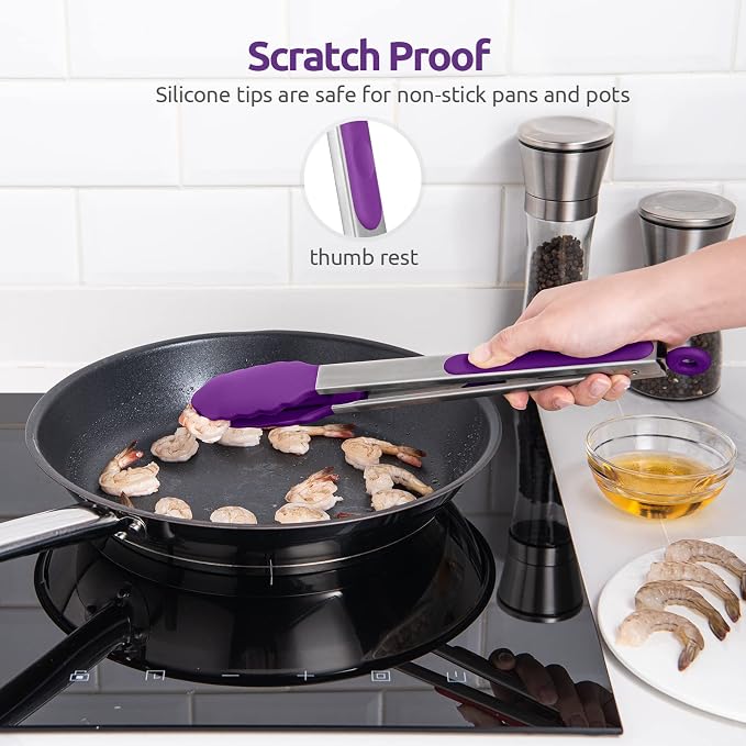 600ºF Heat Resistant Kitchen Tongs: U-Taste 12 inch Large Silicone Cooking Tong - Image 9