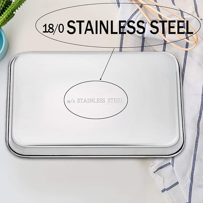 TeamFar Toaster Oven Pan, Stainless Steel Toaster Oven Tray Quarter Sheet Pan - Image 4