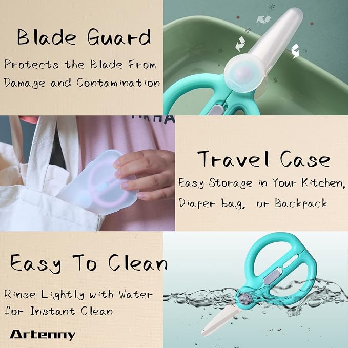 Baby Food Scissors with Travel Case, Ceramic Food Scissors Kids, Toddler - Image 4