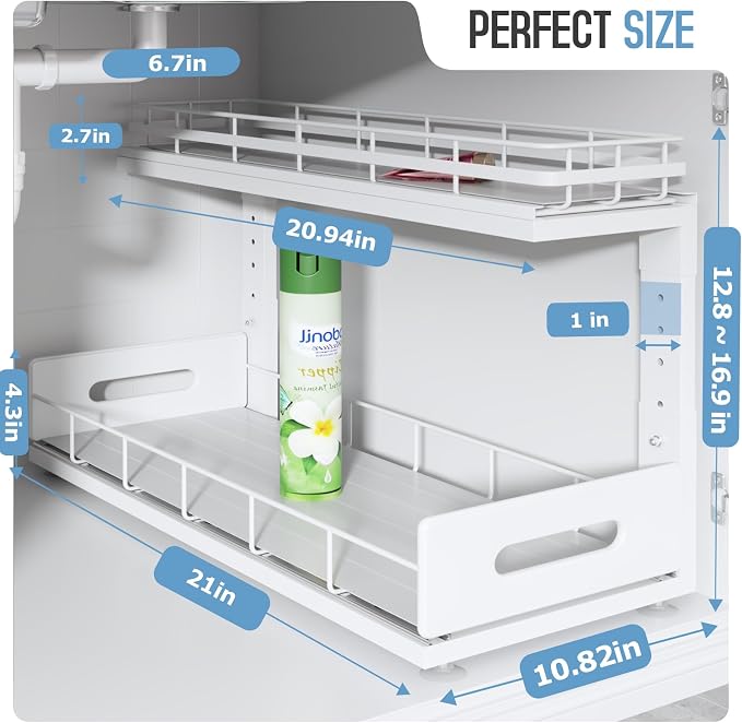 Under Sink Organizer Upgrade To Professional Rails, 2-Tier Dual Pull Out - Image 2