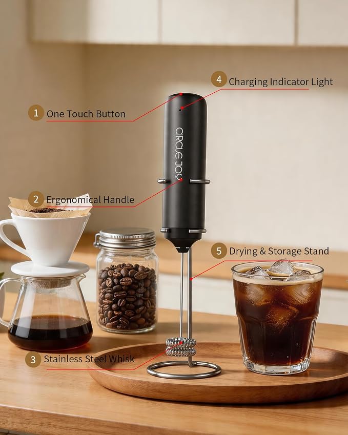 CIRCLE JOY Rechargeable Milk Frother Hanheld - Image 7