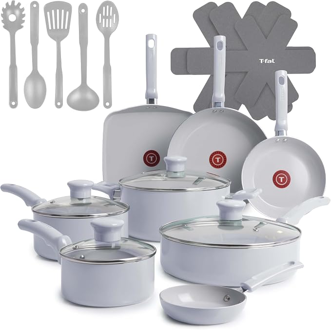 T-Fal Refresh Ceramic Nonstick Cookware Set, Oven Safe to 350°F, Includes by T-falbrand
