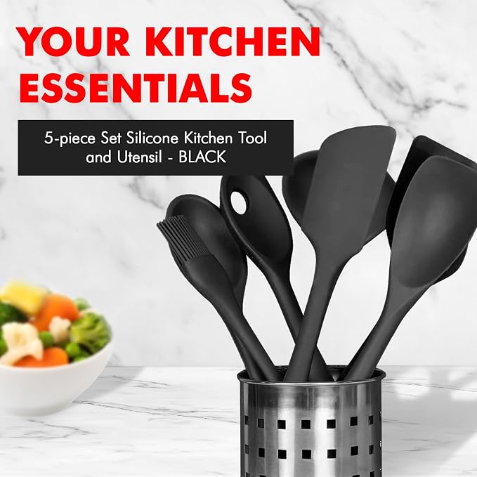 Chef Craft Premium Silicone Kitchen Tool and Utensil Set, 5 Piece - Image 2