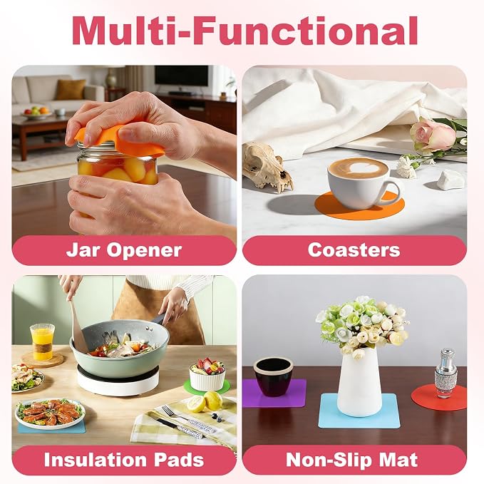 Ninsula 8P Jar Opener Gripper, Non Slip Pad, Colorful Rubber Jar Opener Grippers - Image 6
