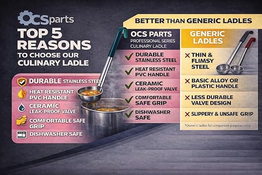 OCS Parts Professional Series Stainless Steel Culinary Ladle | 4 Ounce | Heat - Image 4