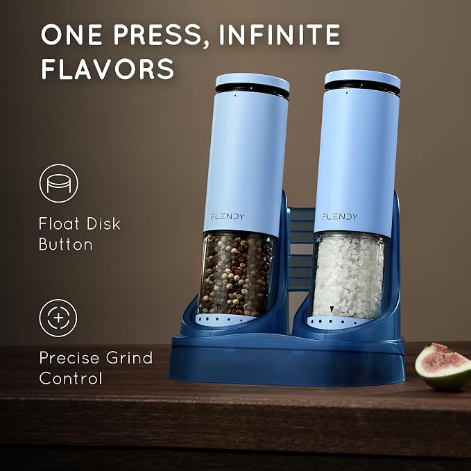 Flendy Electric Salt and Pepper Grinder Set Rechargeable, Automatic Salt and - Image 2