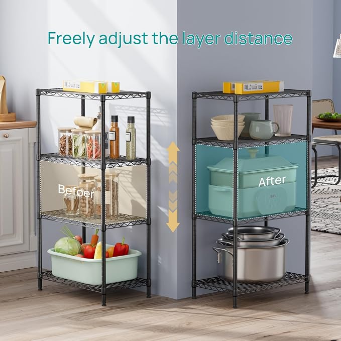 SINGAYE 4 Tier Storage Rack Wire Shelving Unit Shelves Metal - Image 5