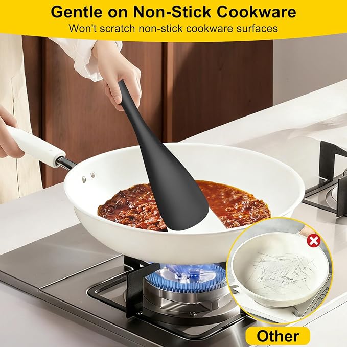 Beijiyi 3 Pack Silicone Spatula Spoon, 12.6 In, BPA-Free Seamless Design - Image 5