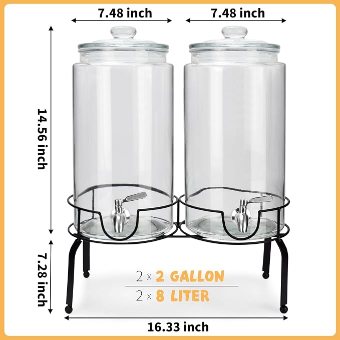 2 Gallon Beverage Dispenser 2 Pack, Stainless Steel Spigot Drink Dispenser - Image 3