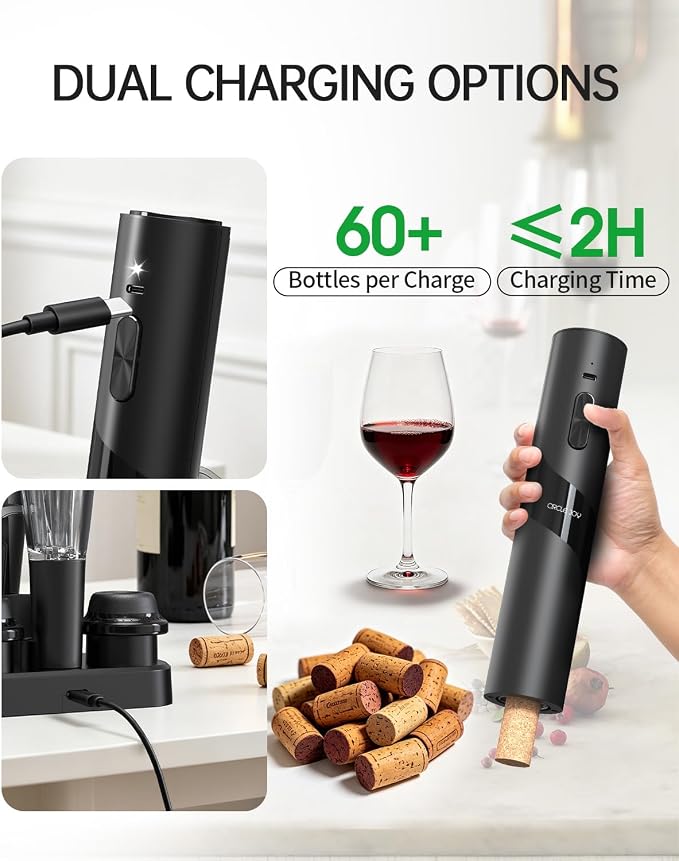 CIRCLE JOY Rechargeable Wine Opener Electric Wine Bottle Opener 7-in-1 Wine - Image 3