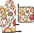 Boho Floral Oven Mitts and Pot Holders Sets of 3 Heat Resistant Hot Pads by Unknown