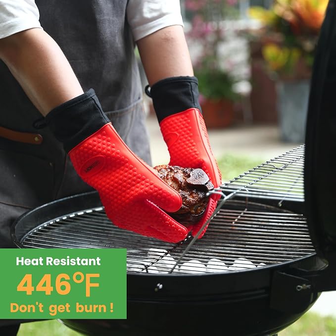 GEEKHOM BBQ Gloves Heat Resistant Oven Mitts - Image 4