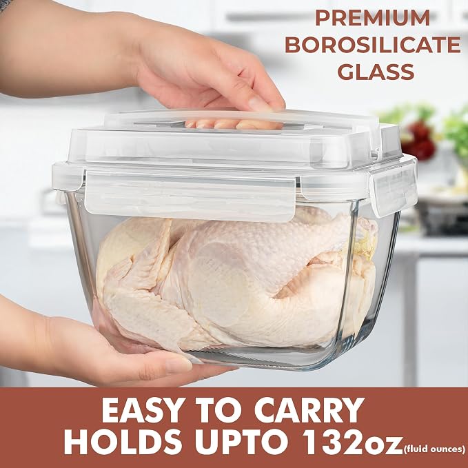 Razab 17 Cups / 132 Oz / 3900ml Large Glass Food Storage Containers - Image 2